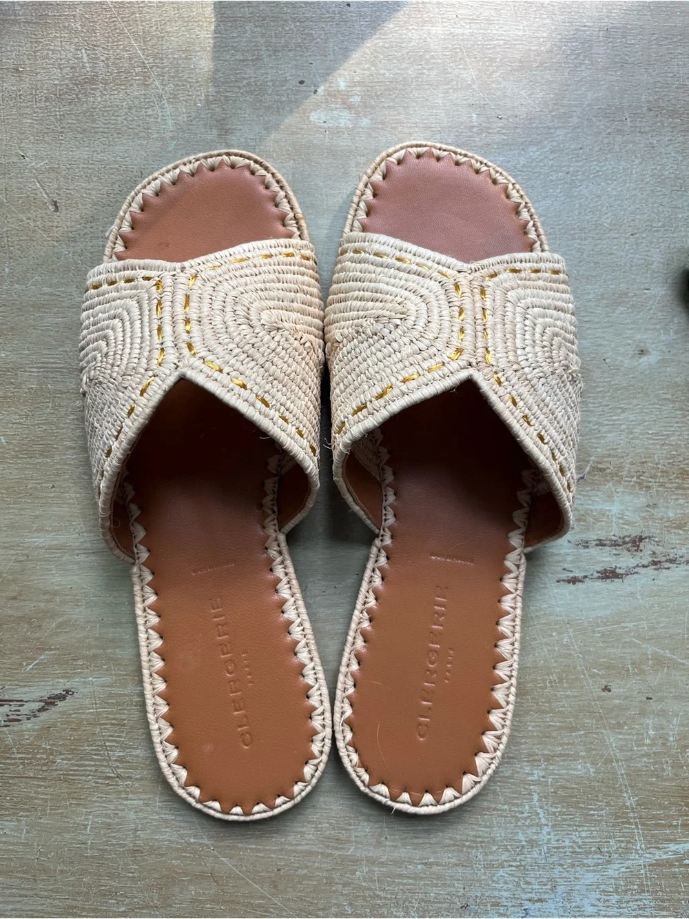 Cream Woven Slide Sandals